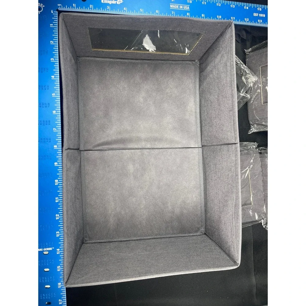 Set of 4 Gray Collapsible Fabric Storage Bins with Clear Window Closet Organizer